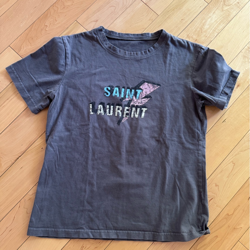 Saint Laurent inspired Charcoal Tee with Vibrant Logo